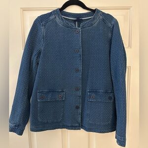 Women’s Blue Button Up Textured Jacket